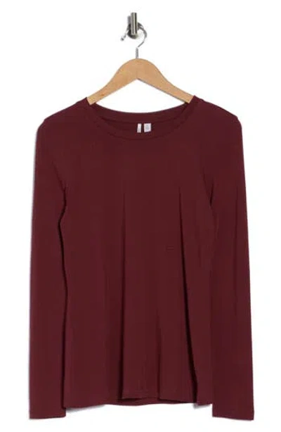 Nordstrom Crewneck Long Sleeve Pima Cotton T-shirt In Burgundy