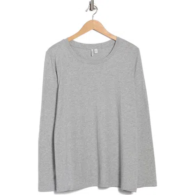 Nordstrom Crewneck Long Sleeve Pima Cotton T-shirt In Gray