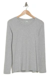 Nordstrom Crewneck Long Sleeve Pima Cotton T-shirt In Grey Heather