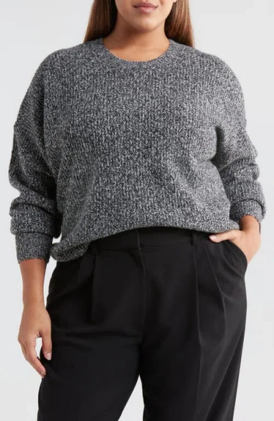 Nordstrom Crewneck Sweater In Black- Ivory Marl