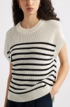 Nordstrom Crewneck Sweater In Ivory T- Black Lake Stripe