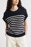 Nordstrom Crewneck Sweater In Navy- Ivory T Lake Stripe