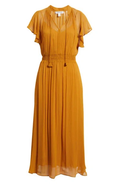 Nordstrom Crinkle Chiffon Midi Dress In Brown