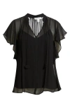 Nordstrom Crinkle Chiffon Top In Black