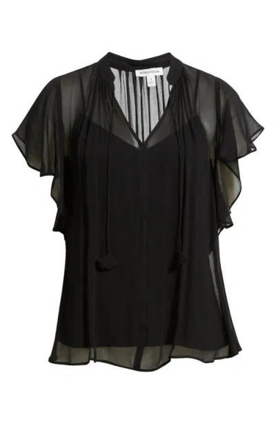 Nordstrom Crinkle Chiffon Top In Black