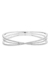 Nordstrom Criss Cross Cubic Zirconia Hinged Bangle In Silver