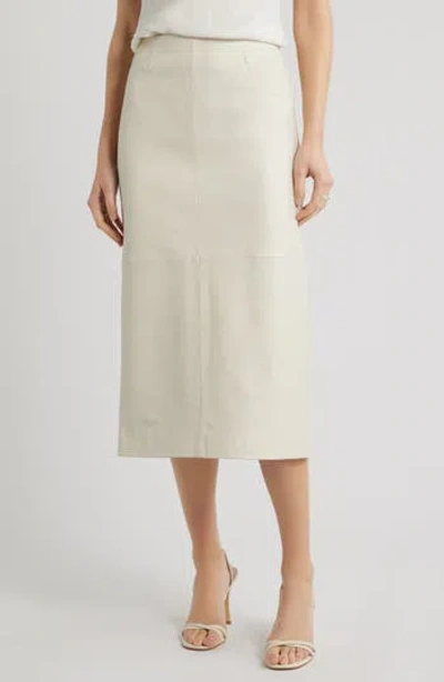 Nordstrom Croc Embossed Leather Pencil Midi Skirt In White