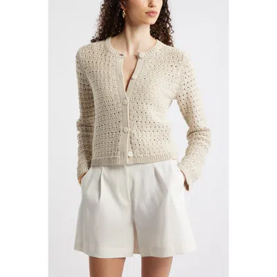 Nordstrom Crochet Cotton & Linen Blend Cardigan In Neutral