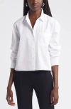 Nordstrom Crop Puff Sleeve Cotton Button-up Shirt In White
