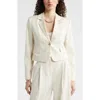 Nordstrom Crop One-button Linen Blend Blazer In Neutral