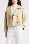 Nordstrom Crop Stretch Cotton Trench Coat