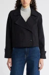 Nordstrom Crop Stretch Cotton Trench Coat In Black