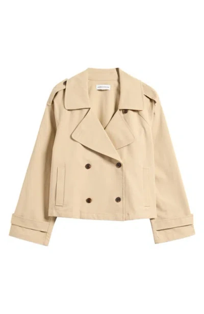 Nordstrom Crop Stretch Cotton Trench Coat In Tan Travertine