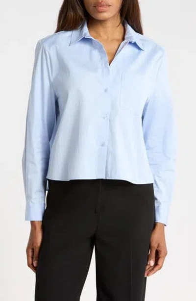 Nordstrom Cropped Poplin Button-up Shirt In Blue
