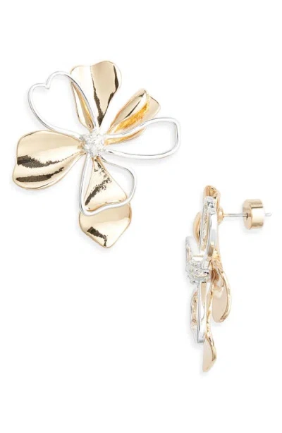 Nordstrom Crystal Center Open Petal Earrings In Blue