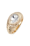 Nordstrom Crystal Deco Ring In Clear- Gold