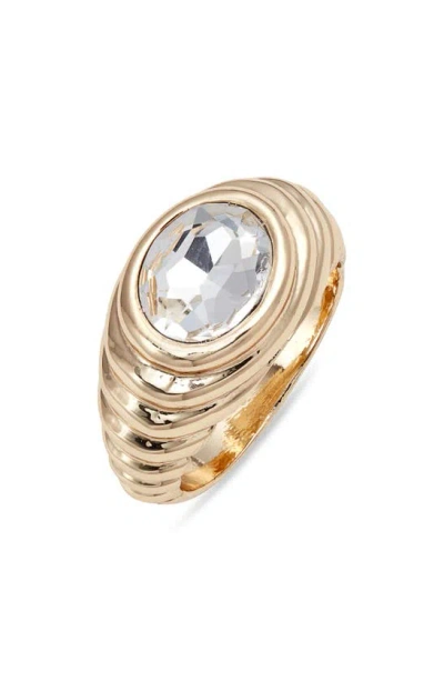 Nordstrom Crystal Deco Ring In Clear- Gold