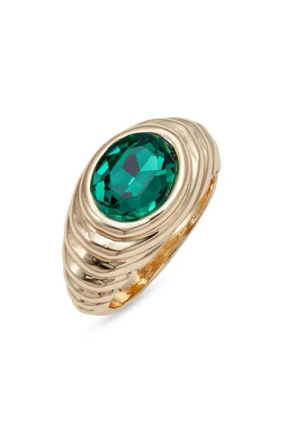 Nordstrom Crystal Deco Ring In Emerald- Gold
