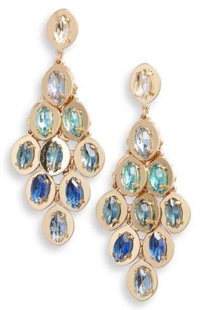 Nordstrom Crystal Disc Chandelier Drop Earrings In Blue Ombre- Gold
