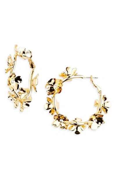 Nordstrom Crystal Floral Hoop Earrings In Gold
