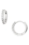 Nordstrom Crystal Huggie Hoop Earrings In Clear- Silver