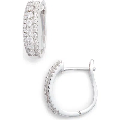 Nordstrom Crystal Huggie Hoop Earrings In Clear/silver