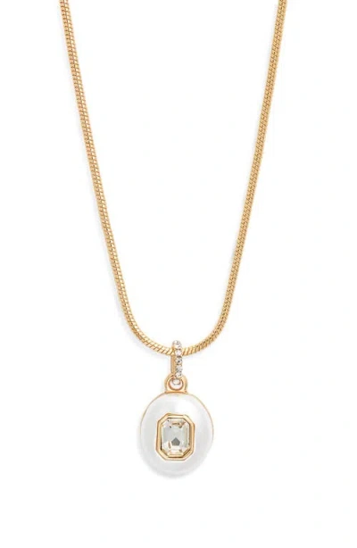 Nordstrom Crystal Inlay Oval Pendant Necklace In Gold
