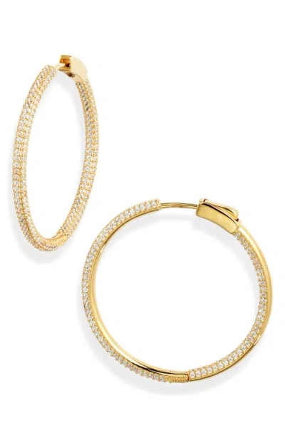 Nordstrom Crystal Pavé Inside Outside Hoop Earrings In Gold