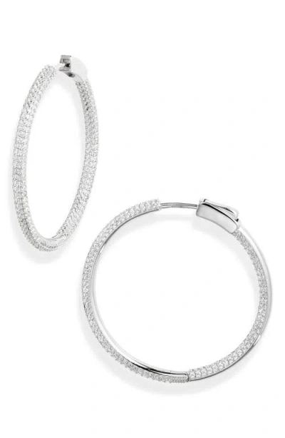 Nordstrom Crystal Pavé Inside Outside Hoop Earrings In Gray