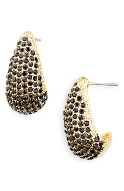 Nordstrom Crystal Pavé Teardrop Stud Earrings In Black- Gold