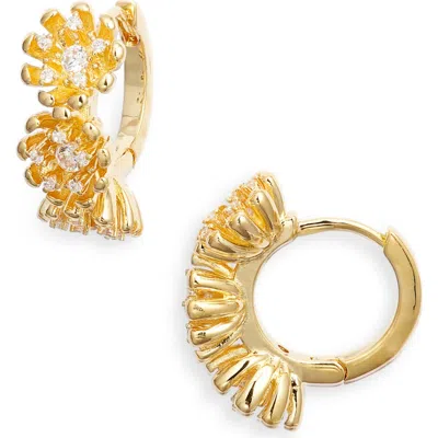 Nordstrom Cubic Zirconia Accent Floral Hoop Earrings In Gold