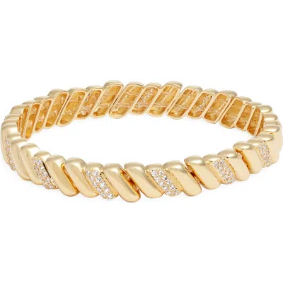 Nordstrom Cubic Zirconia Accent Ridged Stretch Bracelet In Gold