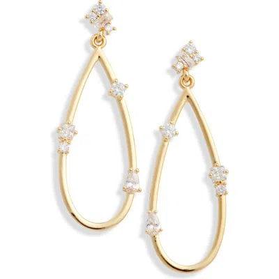 Nordstrom Cubic Zirconia Accent Teardrop Earrings In Clear- Gold