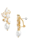 Nordstrom Cubic Zirconia & Faux Pearl Drop Earrings In Clear- White- Gold