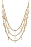 Nordstrom Cubic Zirconia & Pearl Charm Triple Tier Necklace In Gold