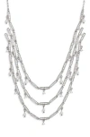 Nordstrom Cubic Zirconia & Pearl Charm Triple Tier Necklace In Silver