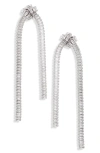 Nordstrom Cubic Zirconia Baguette Knot Linear Earrings In Clear- Rhodium