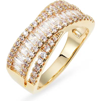 Nordstrom Cubic Zirconia Baguette Overlap Ring In Gold