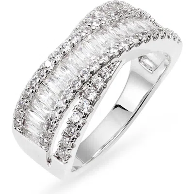Nordstrom Cubic Zirconia Baguette Overlap Ring In Silver