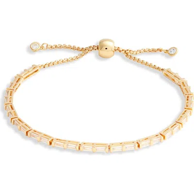 Nordstrom Cubic Zirconia Baguette Slider Bracelet In Clear- Gold