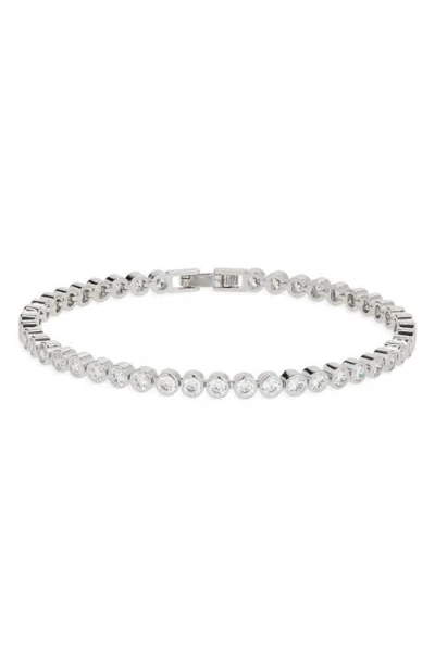Nordstrom Cubic Zirconia Bezel Tennis Bracelet In Silver