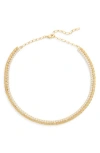 Nordstrom Cubic Zirconia Border Tile Necklace In Clear- Gold