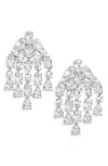 Nordstrom Cubic Zirconia Cascading Fringe Drop Earrings In Clear- Silver