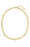 Nordstrom Cubic Zirconia Charm Mesh Collar Necklace In Gold