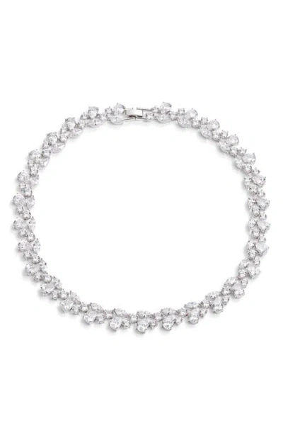 Nordstrom Cubic Zirconia Cluster Collar Necklace In Metallic