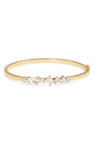 Nordstrom Cubic Zirconia Cluster Hinge Bangle In Gold
