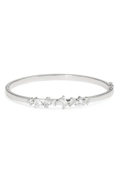 Nordstrom Cubic Zirconia Cluster Hinge Bangle In Metallic
