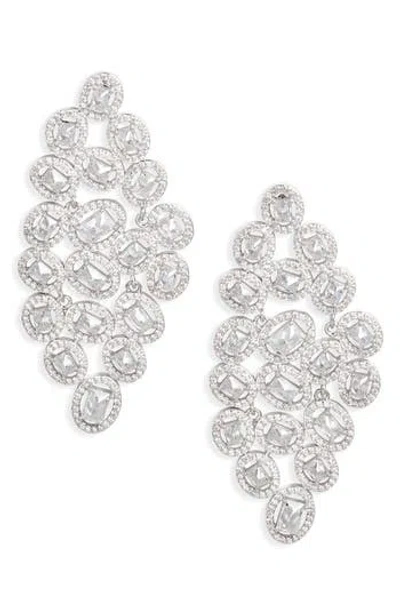 Nordstrom Cubic Zirconia Cluster Statement Earrings In Clear- Silver