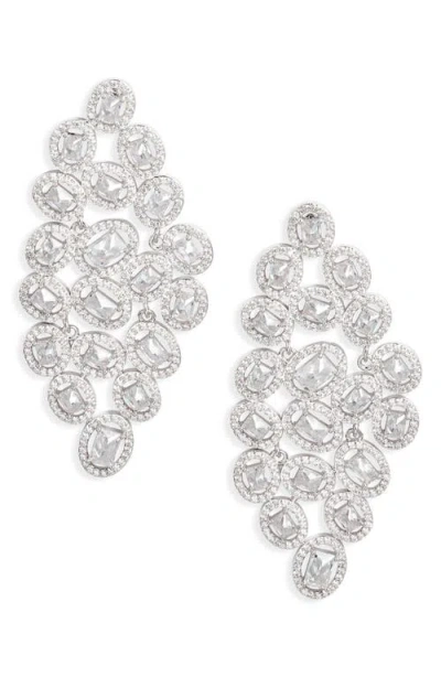 Nordstrom Cubic Zirconia Cluster Statement Earrings In Clear- Silver