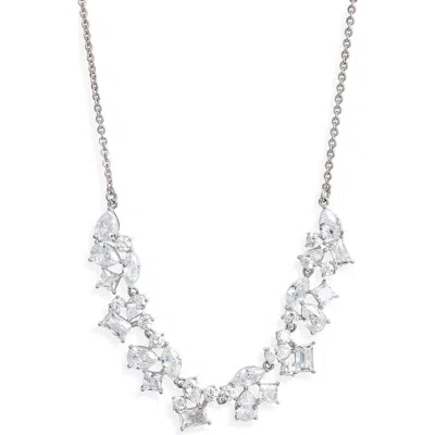 Nordstrom Cubic Zirconia Cluster Statement Necklace In Silver